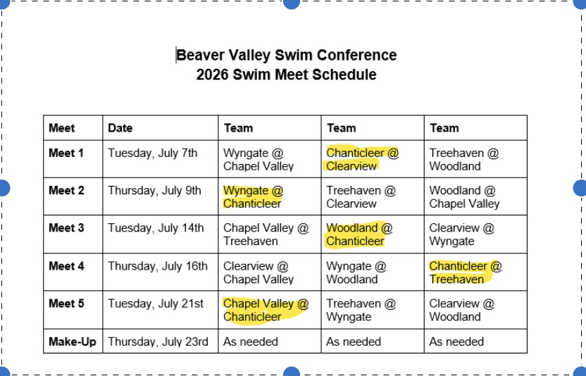 Swim Team Schedule